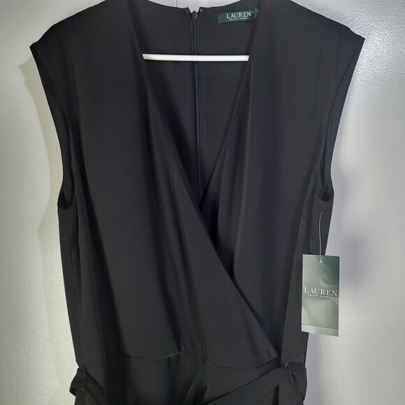LAUREN RALPH LAUREN Womens SZ 14 Black Faux-Wrap Jumpsuit NWT MSRP $225 - Picture 6 of 12